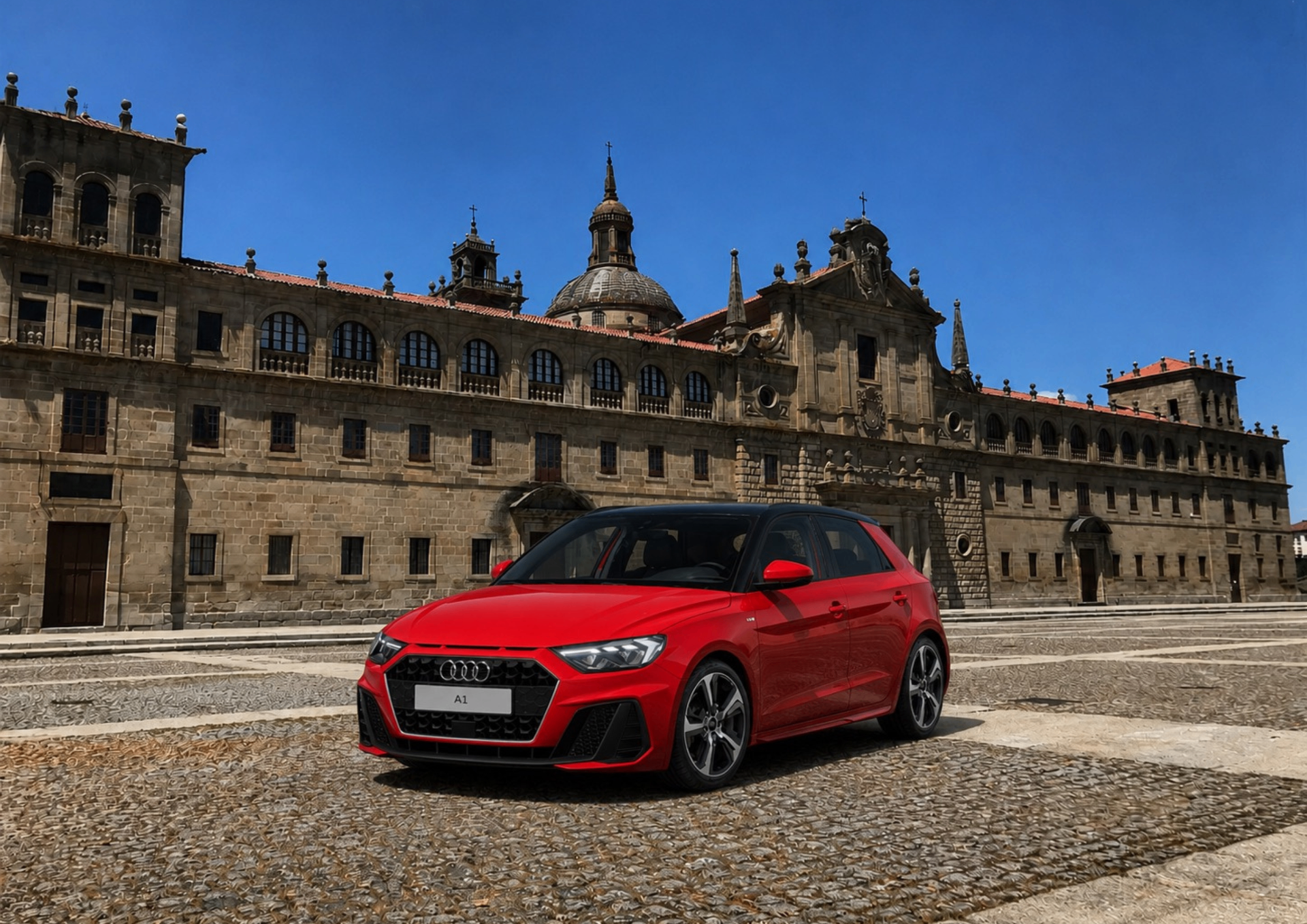 Audi A1 rojo frente a los Escolapios